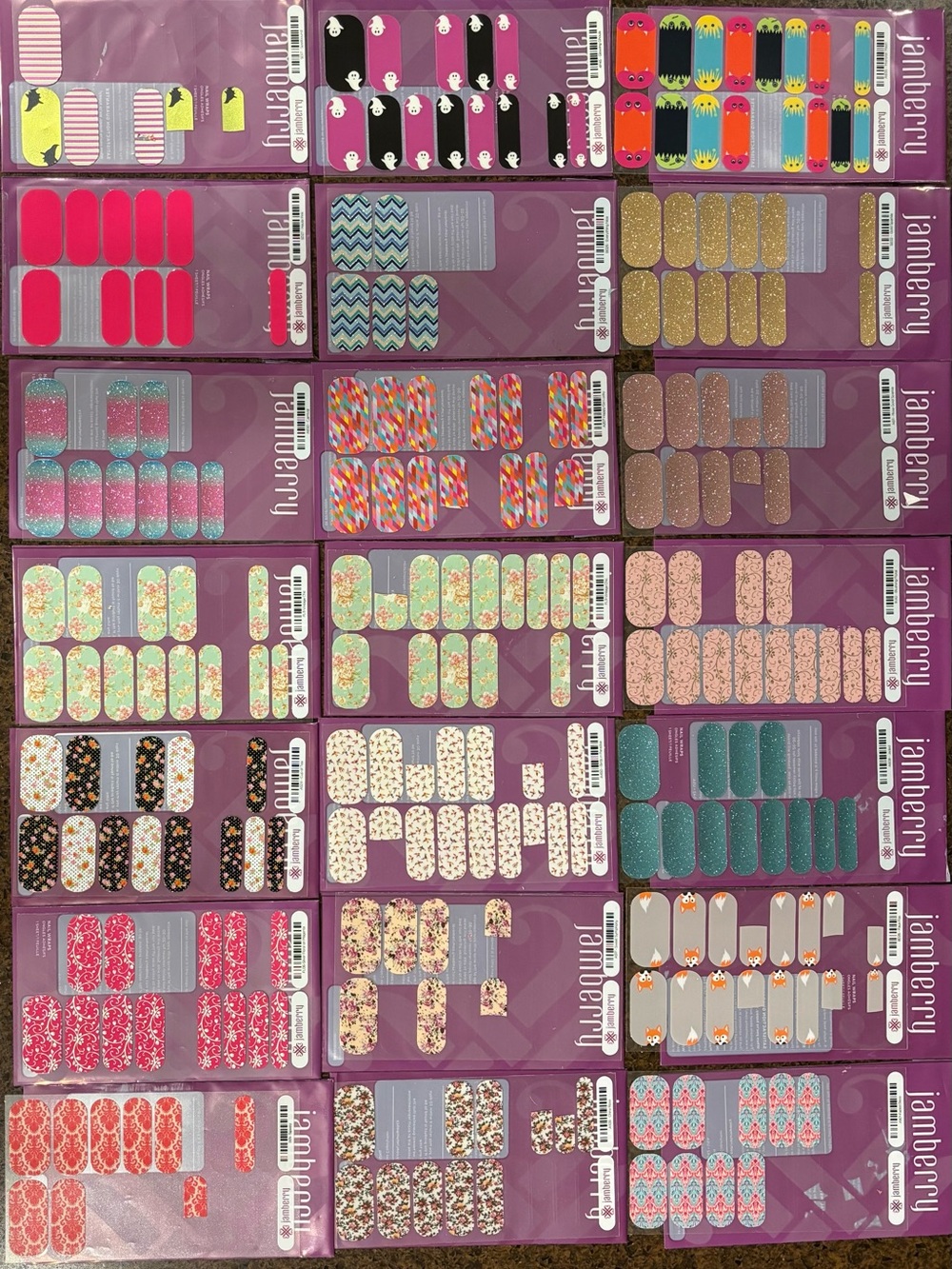 Set of 21 Barely Used Jamberry Assorted Nail Wraps - Multicolor Designs